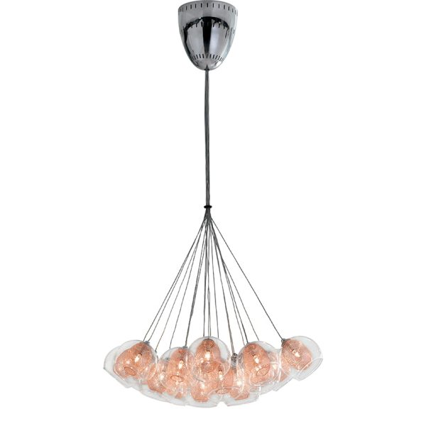 Sospensione Thesis trasparente/rame 19XG4  - Luce Ambiente Design - immagine 1