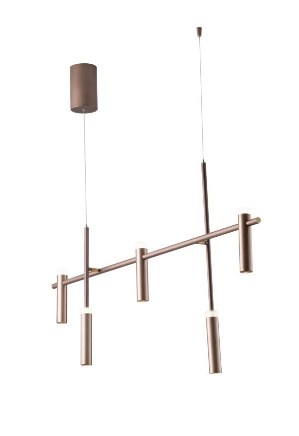 Sospensione LED Candle corpo bronzo 5X7W 1900lm 4000K  - Luce Ambiente Design - immagine 1