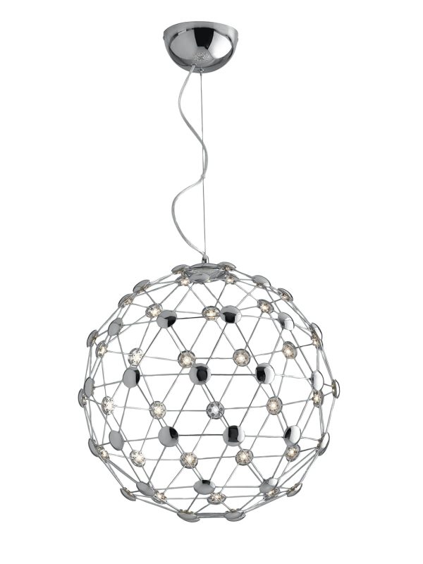 Sospensione LED Moles corpo cromo 60W 5100lm 4000K - Luce Ambiente Design - immagine 1