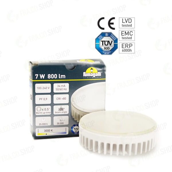 8031874096976 Lampadina LED con attacco GX53 7W 800lm 3000K - Fumagalli - immagine 1