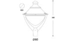 Testa per palo Beppe 400 con attacco 1xE27 con diffusore in polimetilmetacrilato - Fumagalli - immagine 2