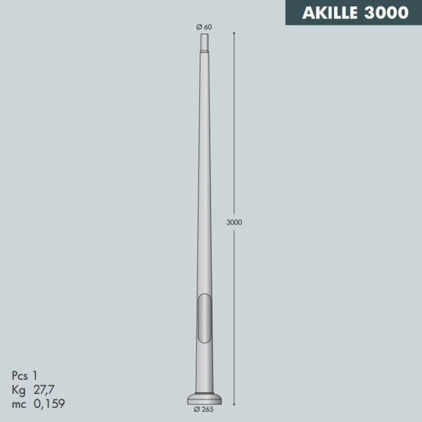 Palo Akille a terra in resina 3mt - Fumagalli - immagine 1