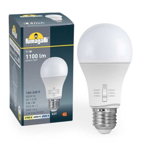 Lampadina LED con attacco E27 11W 1100lm 3000K-4000K-6500K - Fumagalli - immagine 1