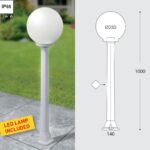 Paletto da giardino a sfera Giaffa/G250 paletto incluso con attacco 1xE27 - Fumagalli