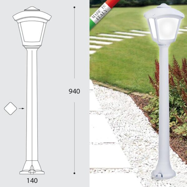 FG8031874259524 Paletto da giardino a lanterna Giaffa/Roby paletto incluso con attacco 1xE27 - Fumagalli - immagine 1