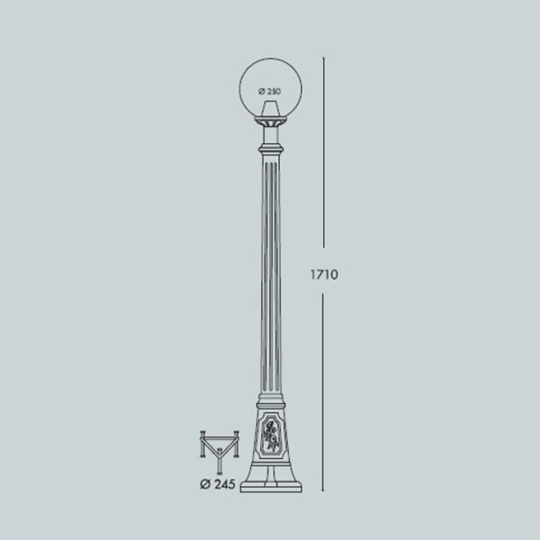 Palo sfera Artu'/g250 da terra in resina 8,5W 920lm 2700K-4000K-6500K 1xE27 con diffusore in polimetilmetacrilato trasparente - Fumagalli - immagine 2