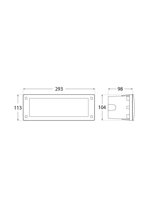 Segnapassi rettangolare Leti 300 da parete in resina con diffussore in polimetilmetacrilato opaco 1xE27 - Fumagalli - immagine 2