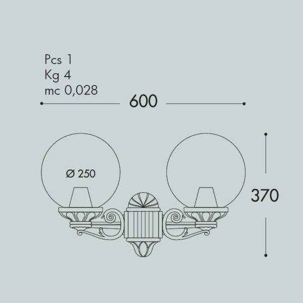 Applique con sfere Porpora/g250 in resina con attacco 2xE27 con diffusore in polimetilmetacrilato  - Fumagalli - immagine 2