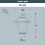 Testa per palo Remo 400 1xE27 con diffusore in polimetilmetacrilato lampada 50W inclusa - Fumagalli - immagine 2