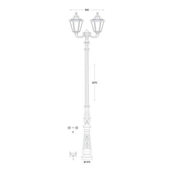 Palo da terra Tabor in resina 50W 6600lm 4000K 2xE27con diffusore in plastica trasparente - Fumagalli - immagine 2