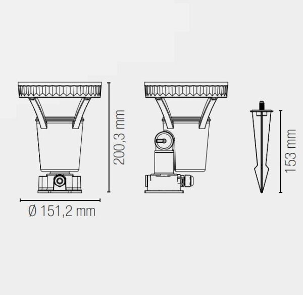 Faretto per esterno Grubb E27 con picchetto da giardino lampada inclusa 15W - Intec - immagine 3
