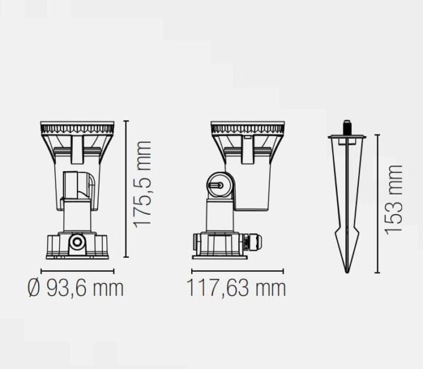 Faretto per esterno Grubb E27 con picchetto da giardino lampada inclusa - Intec - immagine 3