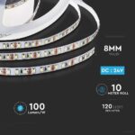 Bobina 10m striscia LED 120LED/m 7.5W/m 750lm/m 120° IP65 - V-tac - immagine 5