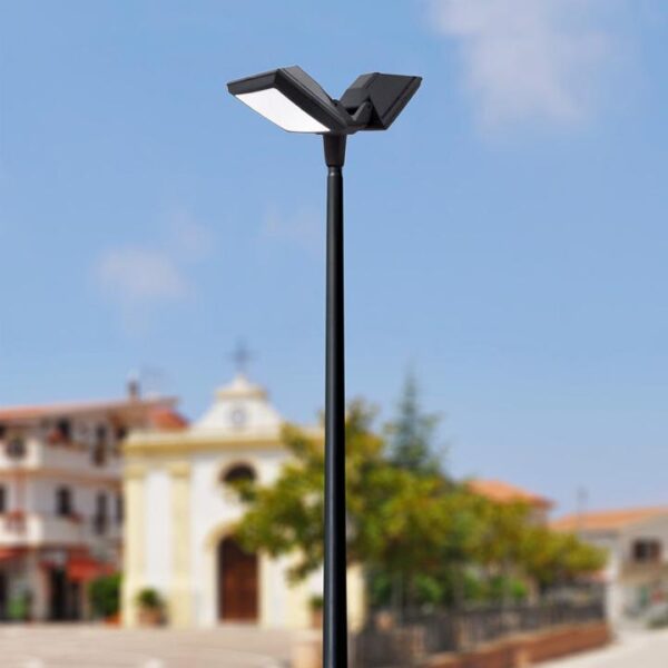 018439-1 Palo Ektor con testa Rosa nero in resina con attacco 4xE27 con diffusore bianco – Fumagalli - immagine 1