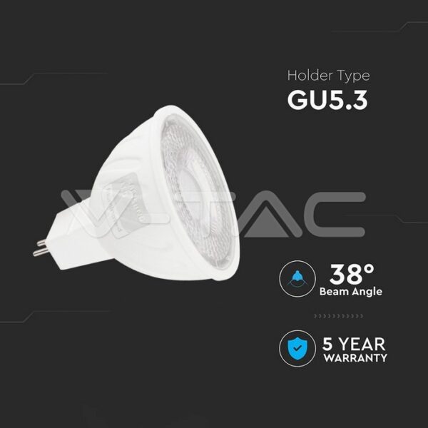 Lampadina LED SMD LED MR16 GU5.3 12V 6W 445lm 38° - V-Tac - immagine 2