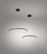 lampadario led a sospensione a soffitto rotondo due anelli sottili in alluminio colore nero