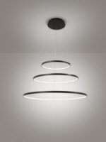 lampadario led a sospensione a soffitto rotondo tre anelli sottili in alluminio colore nero