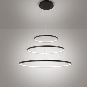 lampadario led a sospensione a soffitto rotondo tre anelli sottili in alluminio colore nero