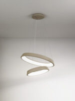 lampadario led a sospensione a soffitto due anelli colore sabbia