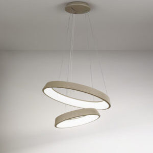 lampadario led a sospensione a soffitto due anelli colore sabbia