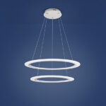 lampadario strisce led a sospensione a soffitto rotondo due anelli