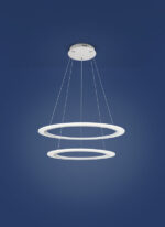 lampadario strisce led a sospensione a soffitto rotondo due anelli