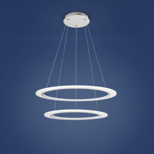 lampadario strisce led a sospensione a soffitto rotondo due anelli