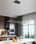 lampadario strisce led a sospensione a soffitto rettangolare in cucina colore nero