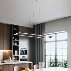 lampadario strisce led a sospensione a soffitto rettangolare in cucina colore nero