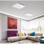 plafoniera led a soffitto quadrata colore bianco grande in soggiorno