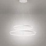 lampadario led a sospensione a soffitto rotondo due anelli sottili in alluminio colore bianco