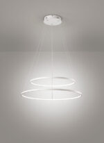 lampadario led a sospensione a soffitto rotondo due anelli sottili in alluminio colore bianco