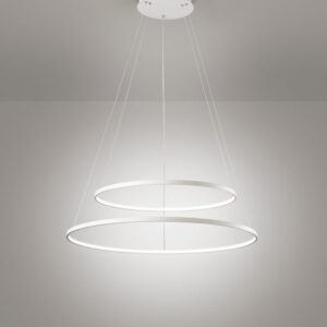 lampadario led a sospensione a soffitto rotondo due anelli sottili in alluminio colore bianco