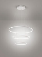 lampadario led a sospensione a soffitto rotondo tre anelli sottili in alluminio colore bianco