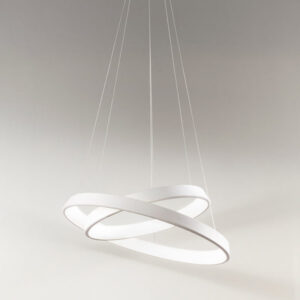 lampadario led a sospensione a soffitto due anelli colore bianco