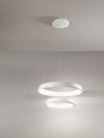 lampadario led a sospensione a soffitto due anelli colore bianco