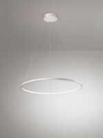 lampadario led a sospensione a soffitto rotondo un anelli sottili in alluminio colore bianco