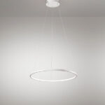 lampadario led a sospensione a soffitto rotondo un anelli sottile in alluminio colore bianco