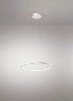 lampadario led a sospensione a soffitto rotondo un anelli sottile in alluminio colore bianco