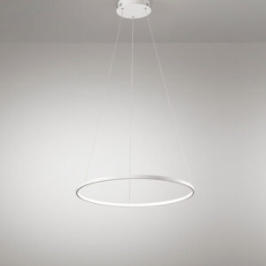 lampadario led a sospensione a soffitto rotondo un anelli sottile in alluminio colore bianco