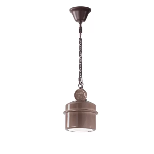 sospensione in ceramica laccata stile rustico color fango