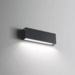 applique led esterno colore corpo nero su parete parallelepipedo mono emissione