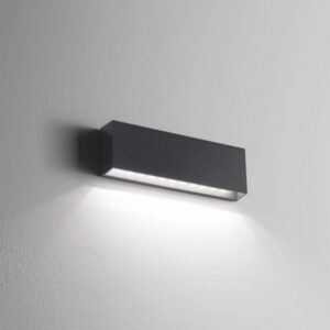 applique led esterno colore corpo nero su parete parallelepipedo mono emissione