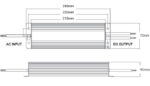 disegno tecnico descrizione dimensioni alimentatore led ledco 24v 150W uso esterno