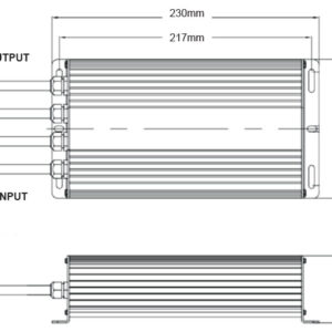 DISEGNO TECNICO DESCRIZIONE DIMENSIONI ALIMENTATORE LED LEDCO TR24200/67 200W 24V USO ESTERNO