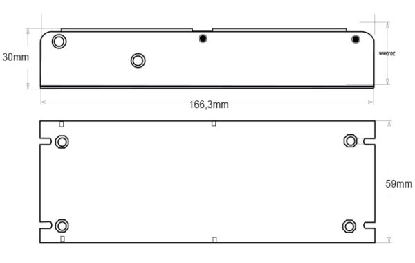 disegno tecnico descrizione dimensioni alimentatore led tr12200 ledco 12V 200W