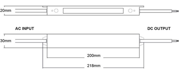 disegno tecnico descrizione dimensioni alimentatore da esterno ledco tr2430/67 24v 30w