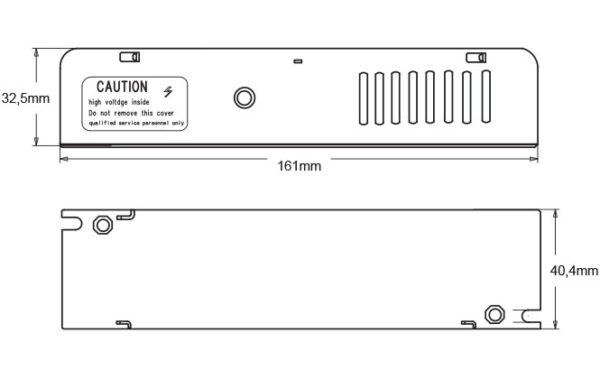 dimensioni e disegno tecnico alimentatore tr1280 80W 12V ledco