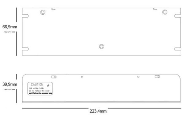 disegno tecnico descrizione dimensioni alimentatore led 48vdc 200W ledco