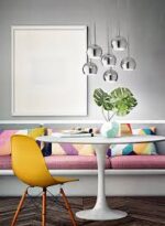 lampadario a sospensione in alluminio cromato a forma di tazza rovesciata 5 pezzi